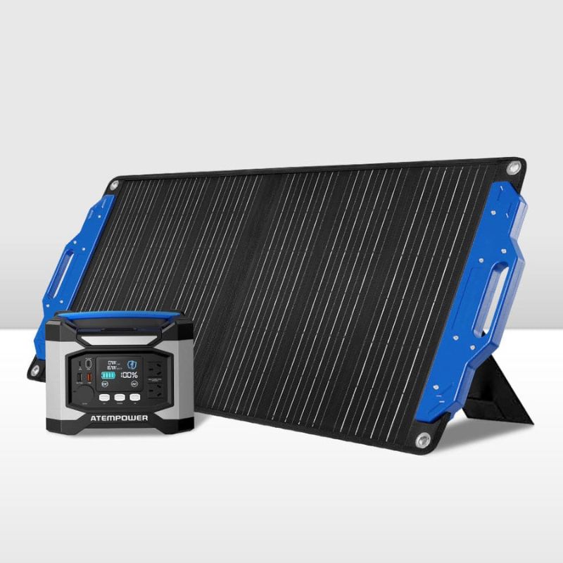 Atem Power - 100W - 12V Folding Solar Panel - Inc 500W Portable Power Generator - Solar Panel With Power Generator