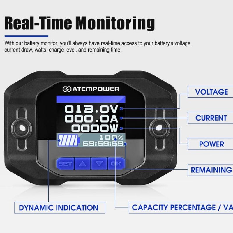 Atem Power - LiFePO4 - 12V 100AH -  Lithium Battery - Inc Battery Monitor 200A w/Shunt - Lithium Battery Features