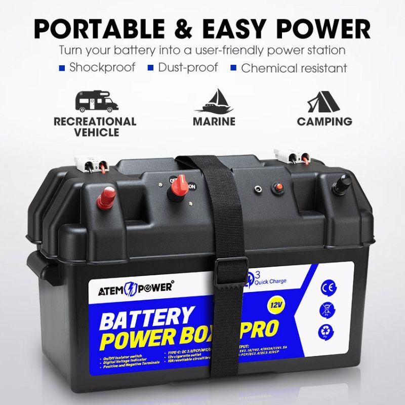 Atem Power - LiFePO4 - 12V 100AH - Lithium Iron Phosphate Battery - Inc 12V Battery Box - Battery Product Features