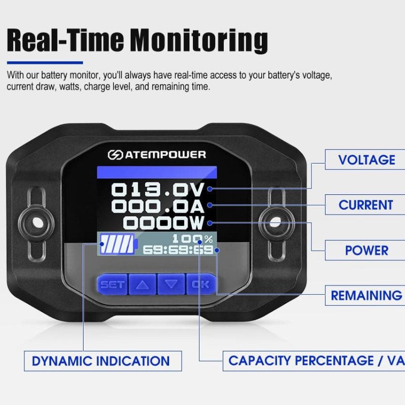 Atem Power - LiFePO4 - 12V 200AH - Lithium Battery - Inc Battery Monitor 200A w/Shunt - Lithium Battery Features