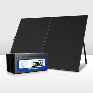 Atem Power - LiFePO4 - 200AH - 12V Lithium Battery  - Inc 300W 12V Folding Solar Panel Kit - 12V Lithium Battery Product View