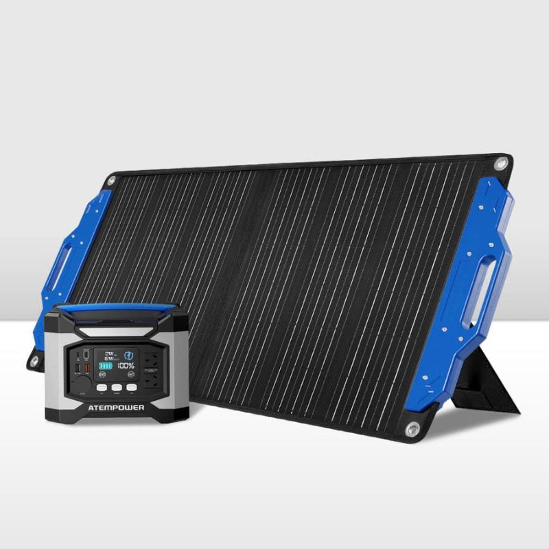 Atem Power portable power station with 12V Folding Solar Panel