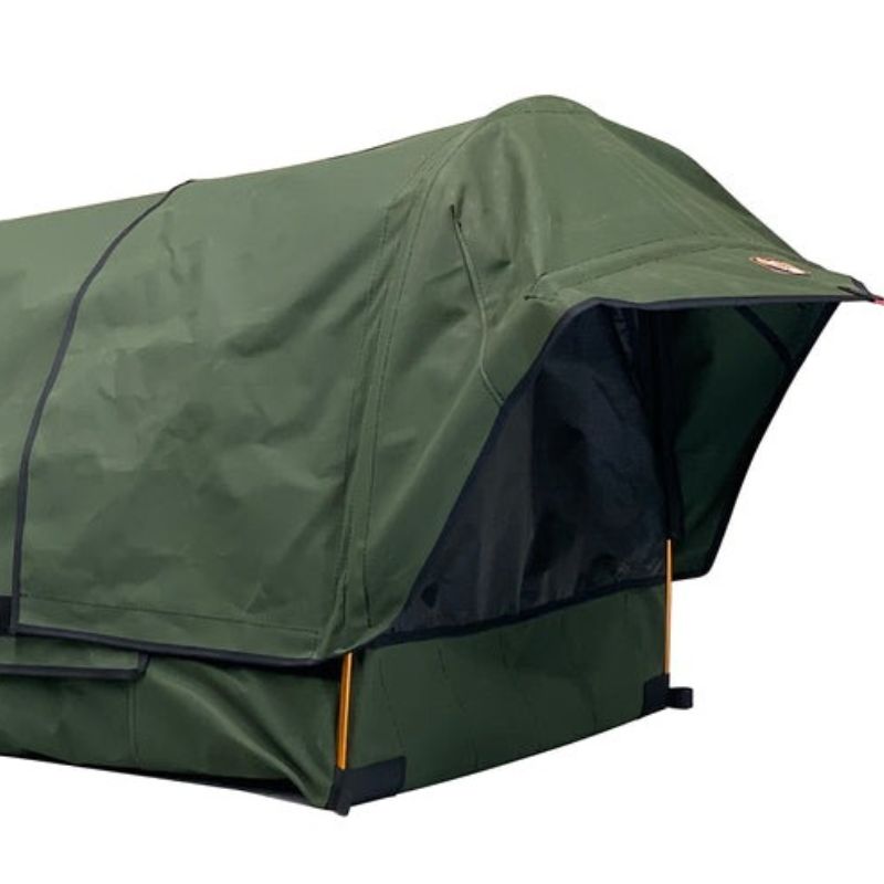 Australian Outback Supplies - Tracker Deluxe - Dome Canvas Swag - Green (King Single & Double Option) - Dome Canvas Swag Side View