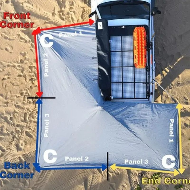 Destination 4wd Corner Walls Kit 270 - Top View Diagram