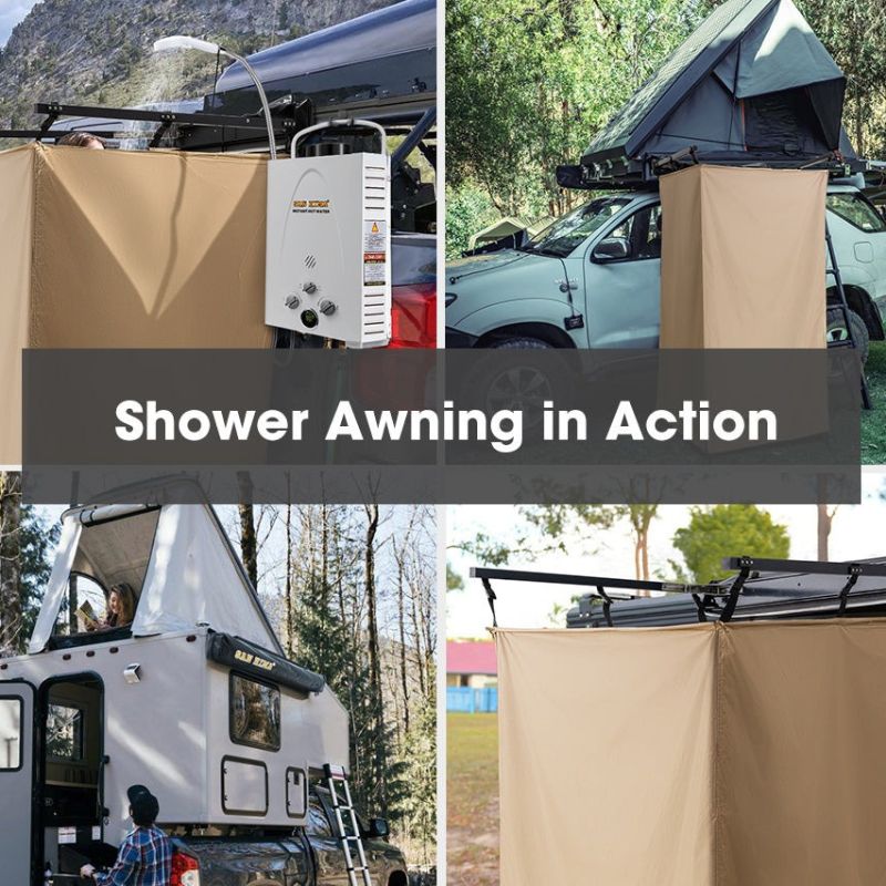 SAN HIMA - Camping Awning Shower Tent - Instant Fold-Out - Inc 8L Gas Hot Water Heater - Awning Shower Tent 360 Degree View