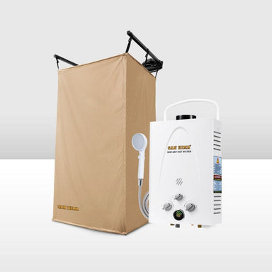 SAN HIMA - Camping Awning Shower Tent - Instant Fold-Out - Inc 8L Gas Hot Water Heater - Awning Shower Tent Product View