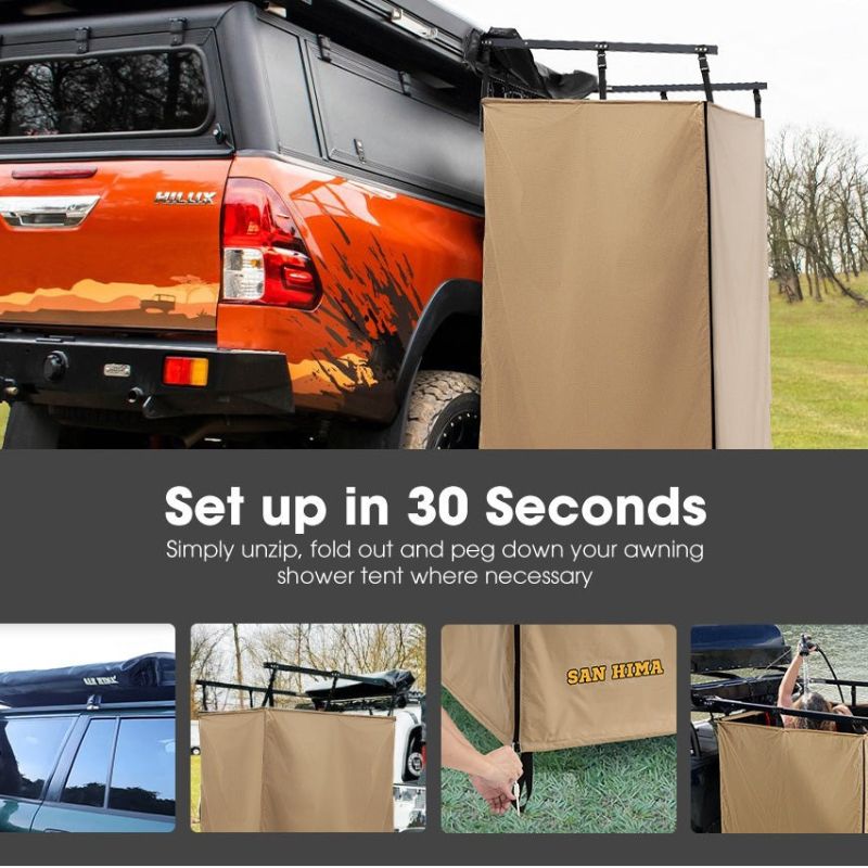 SAN HIMA - Camping Awning Shower Tent or Change Room - Instant Fold-Out - Awning Shower Tent Features