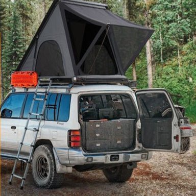 SAN HIMA - Kalbarri - Roof Top Tent - Hardshell - Inc Roof Rack + 130W Solar Panel - Hardshell 130W Roof Top Tent Side View