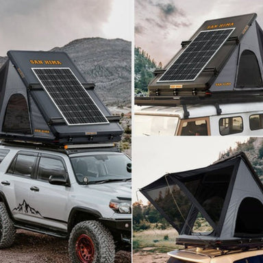 SAN HIMA - Kalbarri - Roof Top Tent - Hardshell - Inc Roof Rack + 200W Solar Panel -  Hardshell-200W-Roof-Top-Tent-360-Degree-View 