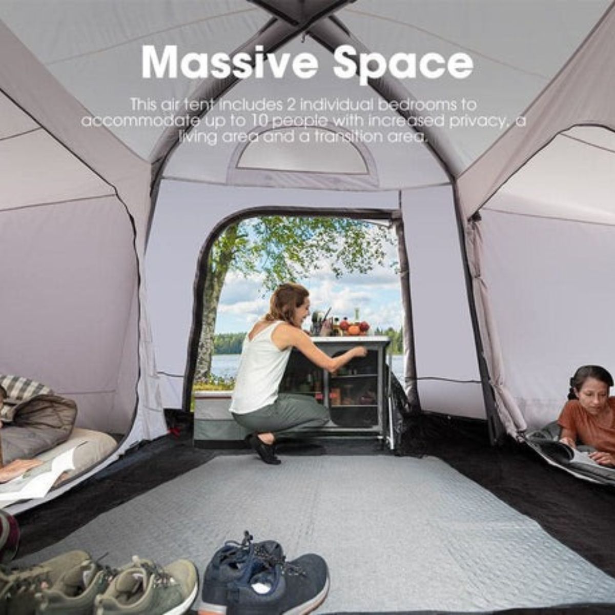 SAN HIMA Grampians 10P Inflatable Air Tent - Inside View Lifestyle Picture