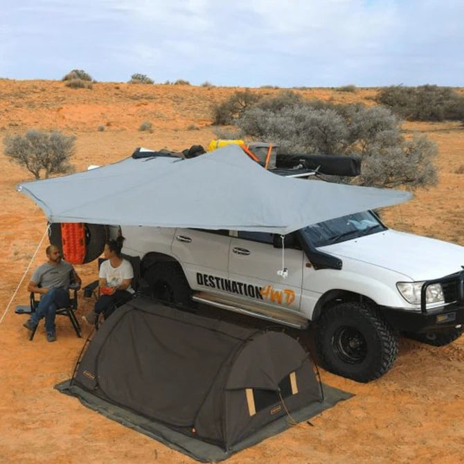 destination 4wd - 180 degree awning - front swing front view
